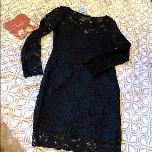 NWT! Black Lace Long Sleeve Dress. Size Large.